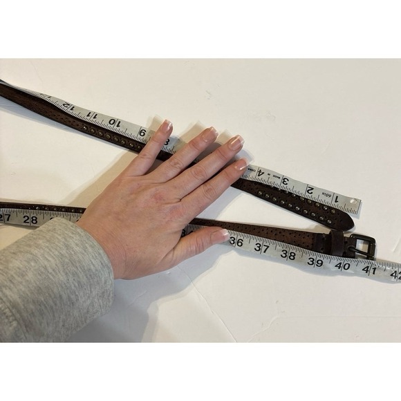 Brown Leather LIE BES KIND Berlin Studded Skinny Leather Belt